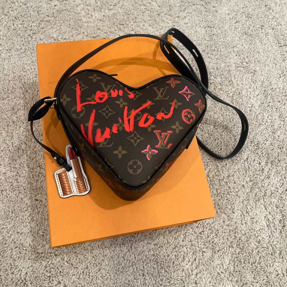 Louis Vuitton Heart-Shaped Crossbody Bag in Brown and Red